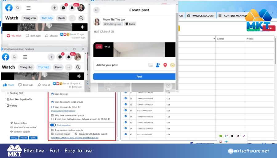 Run the automatic livestream sharing feature MKT Care: Revolutionize Auto Share Livestreams In 60 Seconds