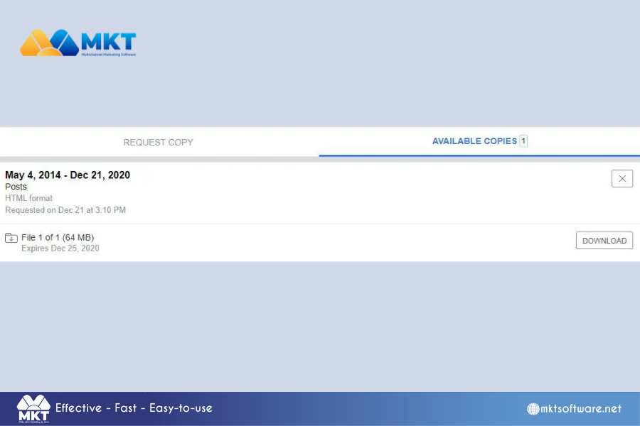 You can download the file from the Available copies option once it has been made How to Recover Comments on Facebook: A Complete Tutorial