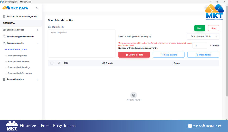 MKT UID software's interface How to identify the target market and target audience?