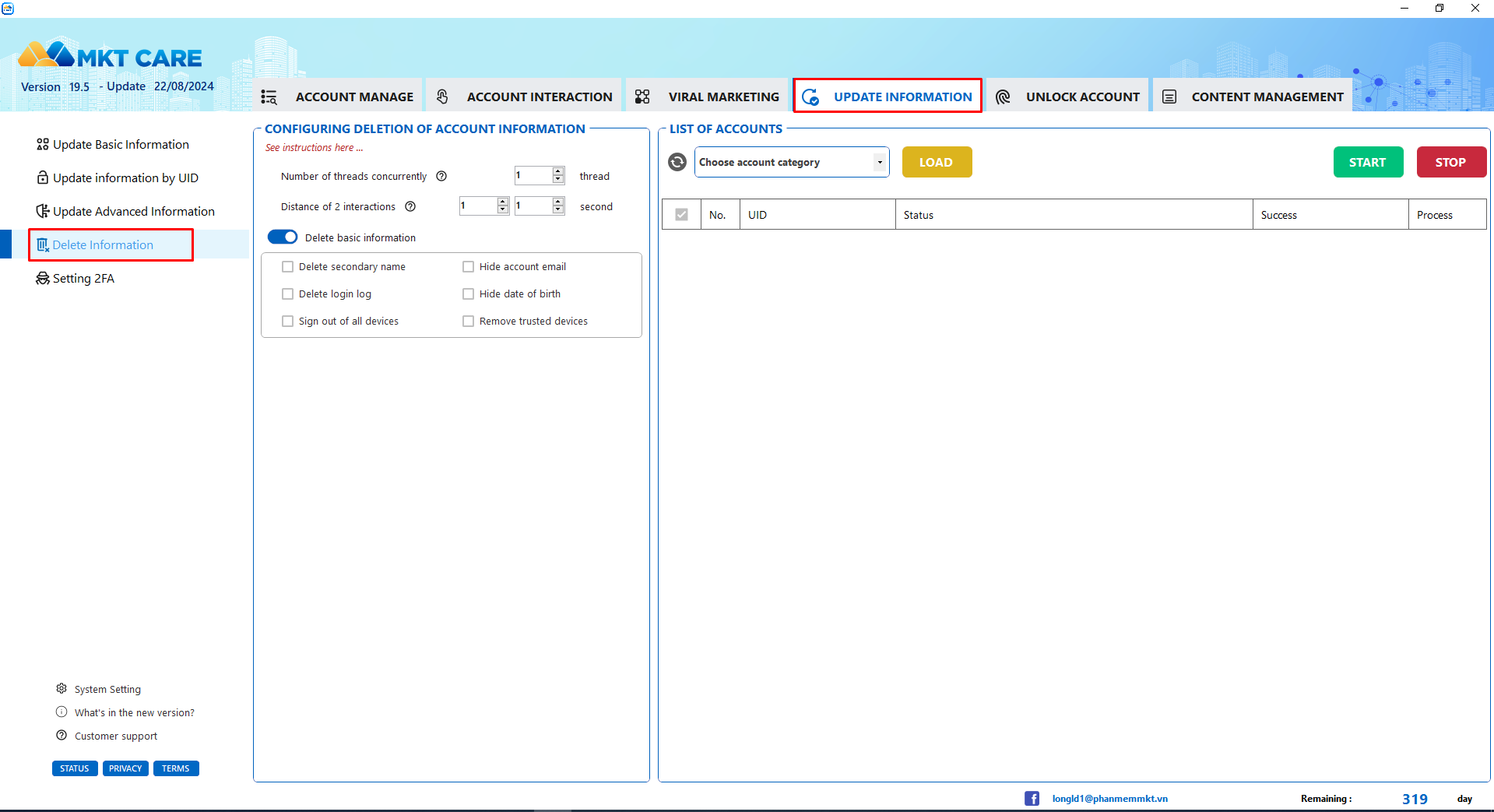 Instructions on how to Delete Information on MKT Care Instructions on how to Delete Information on MKT Care