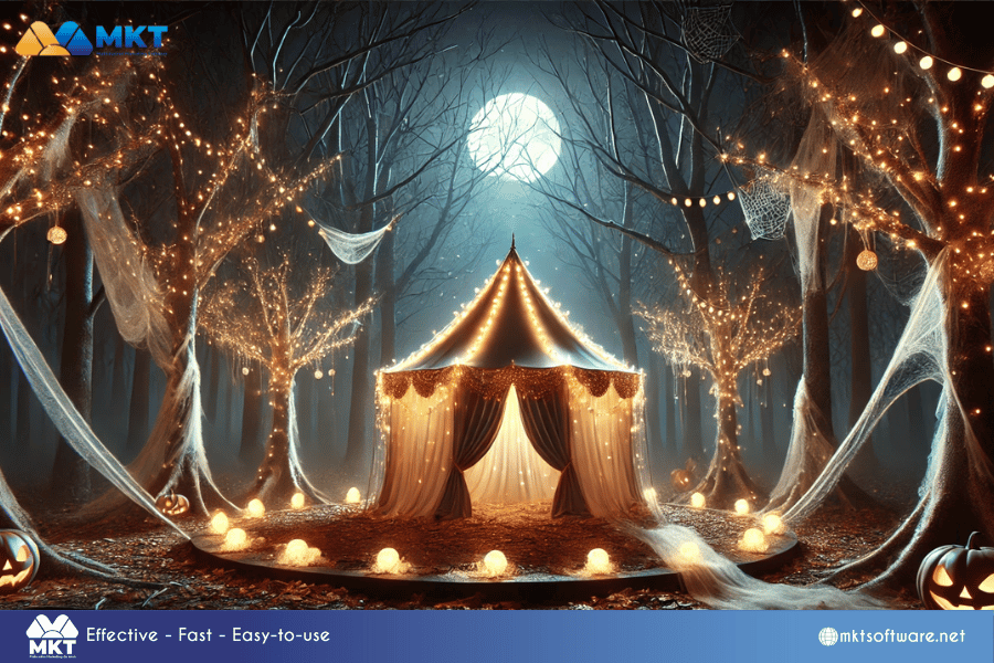 Halloween Night Enchanted Tent backdrop AI-Crafted Halloween Backdrop Ideas: Spooky, Scary, and Spectacular