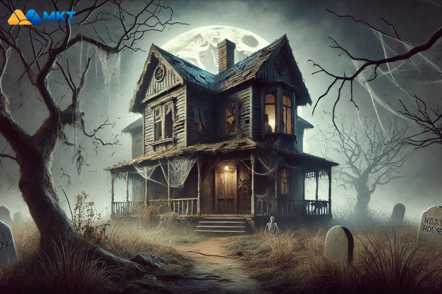 Scary old house Halloween backdrop AI-Crafted Halloween Backdrop Ideas: Spooky, Scary, and Spectacular