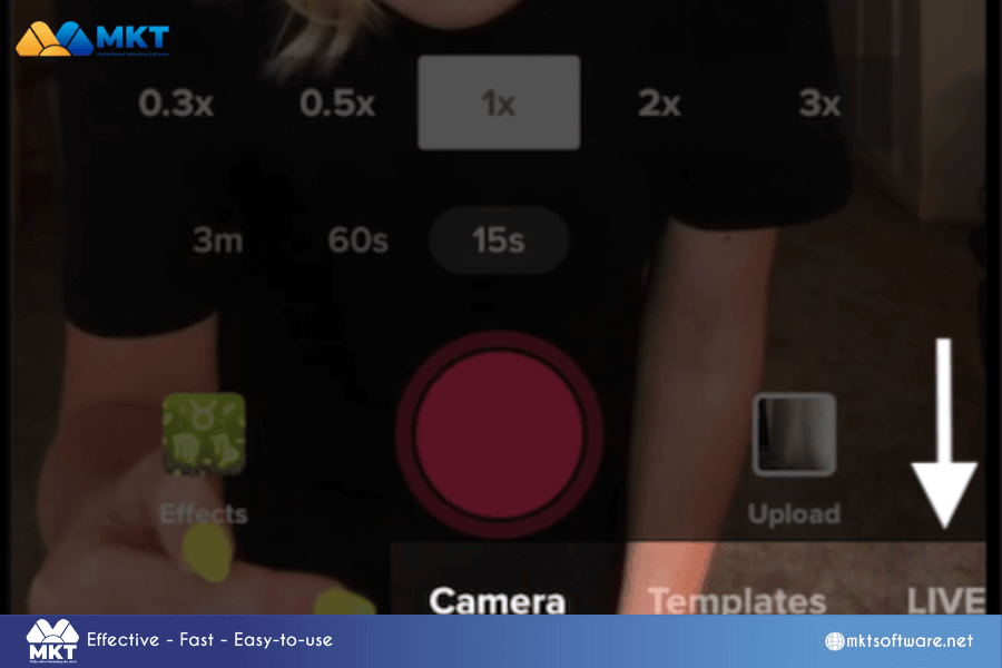 Scroll through your Camera, Story, and Template selections at the bottom. How to go live on Tiktok on Phone