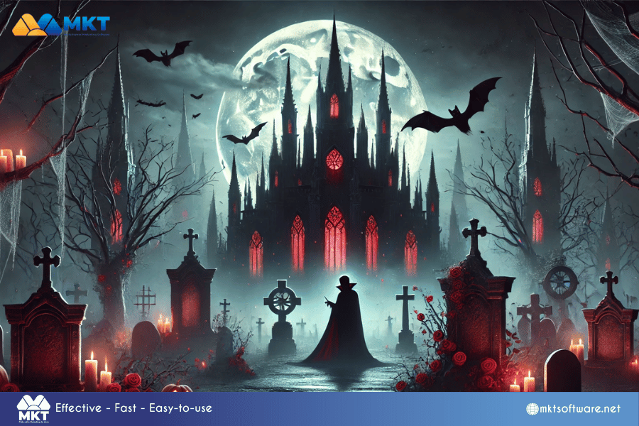 Vampire themed Halloween backdrop AI-Crafted Halloween Backdrop Ideas: Spooky, Scary, and Spectacular