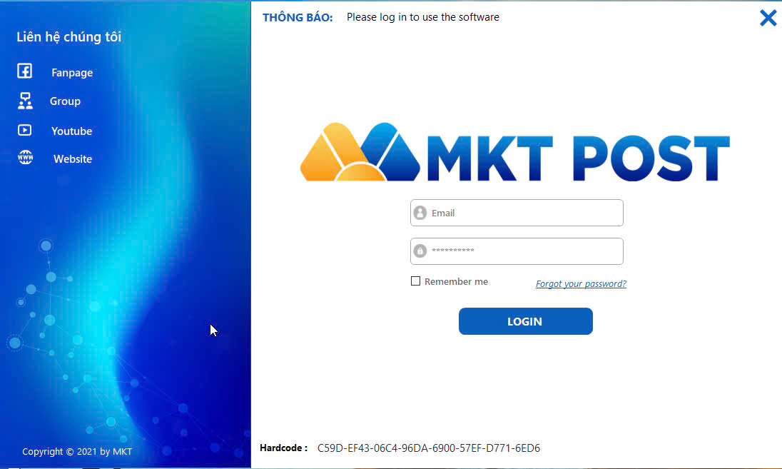 Login instructions for customers who already have a license for MKT POST software Login instructions for customers who already have a license for MKT POST software