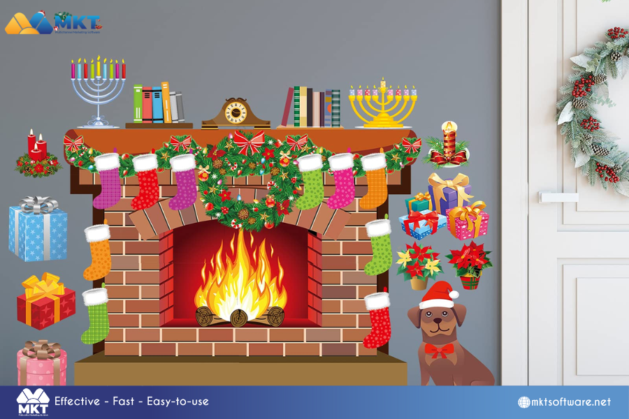 Fireplace poster Spreading Holiday Cheer: Classroom Christmas Decorations