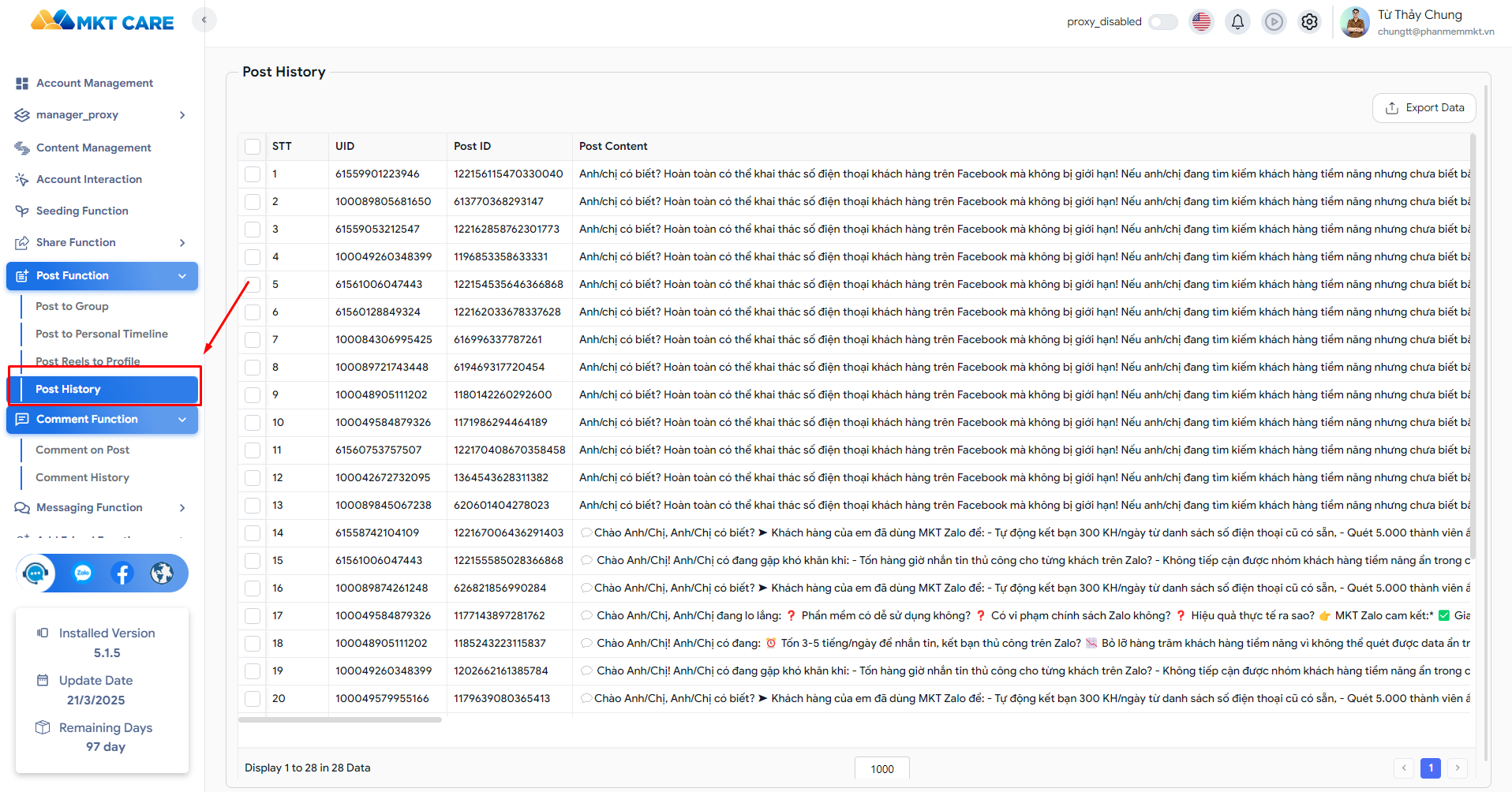Check Post History